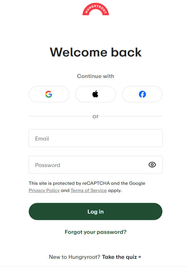 Hungryroot login page